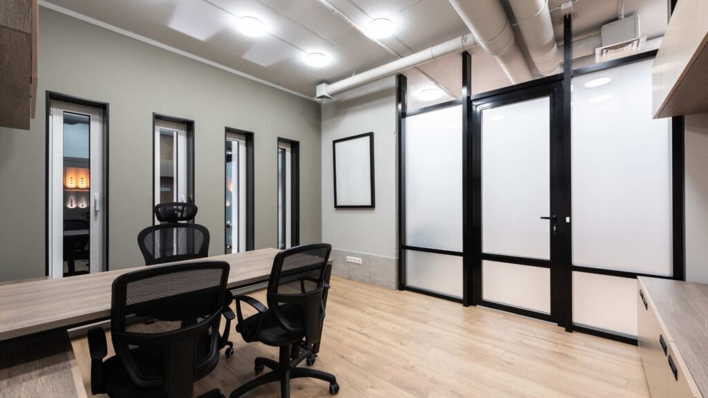 commercial office interior painting by TBF crew